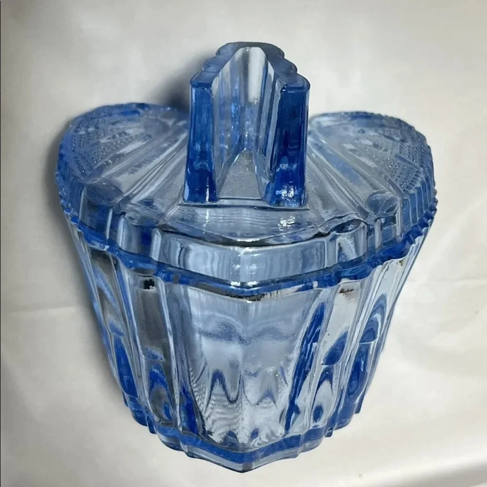 Vintage 1930s CZECH Samuel Reich 3 Piece Blue Art Deco Dresser Set BC